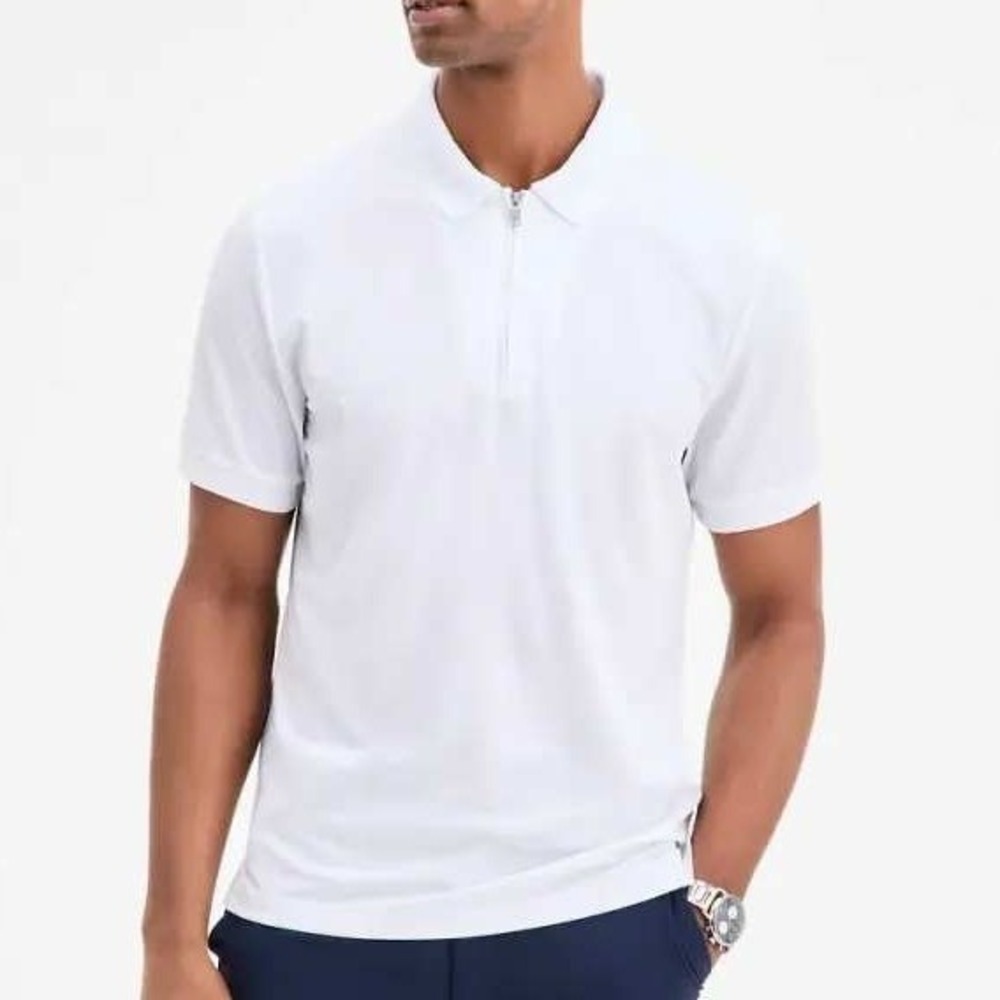 NWOT Alfani Men's Size Small White Quarter Zip Polo Shirt Polyester
